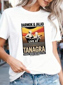 Darmok & Jalad Retro Live Concert At Tanagra Two Guitarists Themed Fun Design Comfortable And Soft Women's Short Sleeve Casual Shirt Ideal Gift For Music Fans Unique Graphic Print -2 - Trắng 3 - Xem 3
