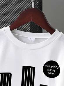 男童休闲字母印花短袖T恤，夏季 - 白色 - 查看 4