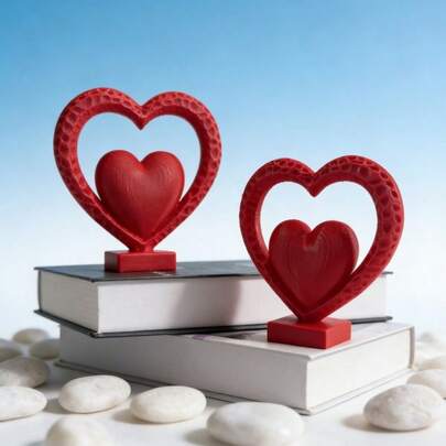 1件浪漫情人节礼物，3D打印心形牌匾爱情信物，送给女友/男友的独特礼物，情人节、狂欢节、斋月、复活节、婚礼和其他场合的装饰收藏品