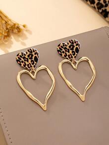 1 Pair Fashion Exaggerated Heart-Shaped Alloy Pendant Earrings, Suitable As Valentine's Day Gift - Yellow Gold - View 3