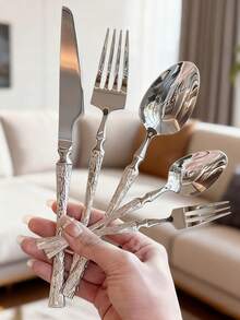 5pcs/20pcs/30pcs Stainless Steel Cutlery Set, Knife Fork Spoon Suitable For Kitchen, Restaurant, Wedding, Party, Holiday Gift