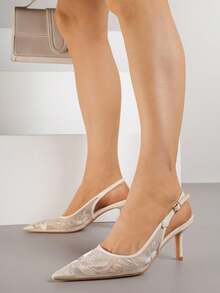 Women's Pointed Toe Buckle Design Fashion Daily Wear High Heel Sandals - Beige - View 1