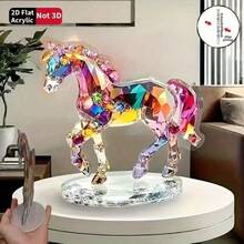 2D Flat Acrylic Crystal Horse Statue With Stand - Multipurpose Tabletop Decor For Office, Living Room, Bedroom | Ideal ValentineS Gift | Room Decor - Multicolor - View 5