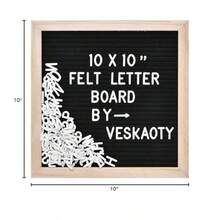 Felt Letter Board With 294 Letters Numbers And Symbols - 10 X 10 Inch Changeable Message Board With Wooden Frame Wall Mount Hook Black And Wood - Black - View 7