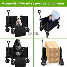 Portátil para Carga Extra Larga hasta 150 Kg,Carrito Plegable con Ruedas Giratorias y Puerta Lateral -  Plegado Fácil por Mujeres Adultas, Transporte de Mercancías, Niños y Mascotas (Negro) - Negro754 - Ver 5