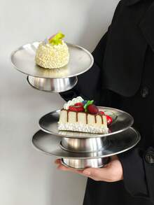 1 chiếc đĩa đựng trái cây tối giản cho phòng khách, khay đựng đồ ăn nhẹ kiểu Pháp, đĩa tráng miệng trà chiều trang nhã, khay chân đế bằng thép không gỉ sáng tạo. - Nhiều màu - Xem 11