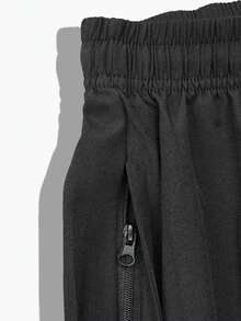 男士黑色修身轻薄长裤 - 轻薄面料休闲裤，抽绳腰带，弹力直筒裤型，适合日常穿着、户外活动和办公休闲场合 - 黑色 - 查看 5