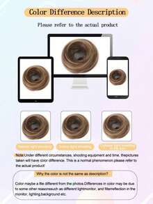 人造花朵发圈/马尾辫发饰，甜甜圈发髻造型，松紧带固定，蓬松有弹性，适合女性，美发造型套装，美发工具 - 彩色 - 查看 8