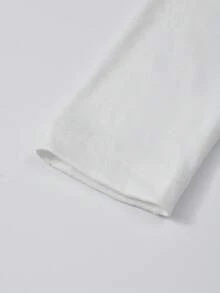 Sexy Letter Print Asymmetrical Shoulder Long Sleeve T-Shirt, American Style Fitted Crop Top - White - View 2