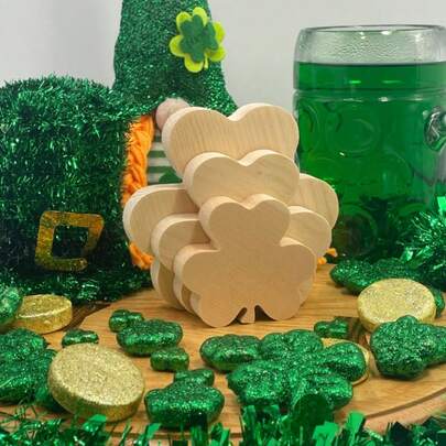 3pcs Unfinished St. Patrick's Day Shamrock Decor, Shamrock Craft Wooden Cutouts, Layered Tray Decor, DIY Craft Wood Shapes, DIY St. Patrick's Decor Blank Wood Cutouts
