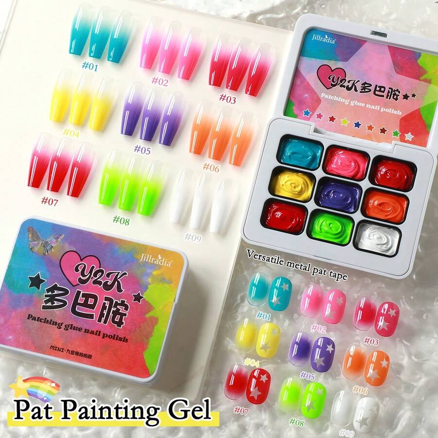 Bộ 9 màu sơn móng tay dạng gel bóc được dòng Y2K, sơn gel móng tay có thể tháo rời, gel UV, sơn gel móng tay lâu trôi, thích hợp sử dụng tại nhà hoặc tiệm nail.