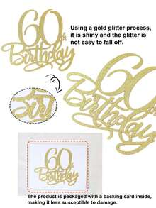 Shiny Gold Birthday Cake Topper, Suitable For 30th/50th/60th/80th Birthday Cake Decoration, Cake Toppers For Birthday Party