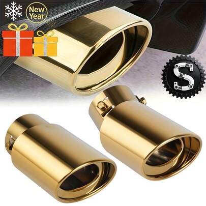 1 st rostfritt stål avgasrör - förkromad dekorativ, flerfärgad glänsande yta, hållbar och snygg bakre avgasrörstillbehör för att förbättra fordonets utseende, uppgradering av avgasrör, slät metallyta, högkvalitativ konstruktion