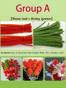 100/200 pièces de bâtonnets moelleux colorés, 2 couleurs différentes, convenant aux arts et artisanat, décorations DIY créatives, idéal pour faire des animaux, des fleurs et des décorations de fête - Multicolore - Voir 8