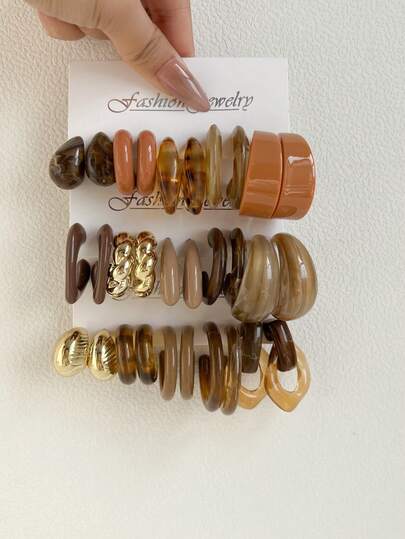 1-15 Pairs Random Acrylic Heart, Letter, Vintage Coin Punk Y2K Exaggerated Fashion Earrings Set, Blind Box Combination, Gift For Women, Mother's Day, Valentine's Day, Christmas, New Year, Daily Wear