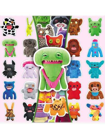50pcs Cute Cartoon Monster Stickers, Funny Decorative Envelopes, Car Decals