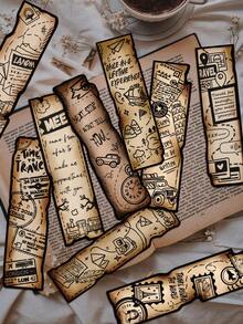 30张复古旅行日记书签，趣味做旧别致设计，纸质书签，个性化趣味阅读标记，书籍装饰书签 - 办公用品，趣味礼物 - 彩色 - 查看 8