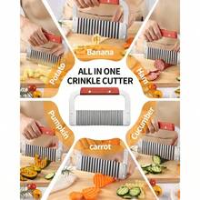 Crinkle Cutter Stainless Steel Potato Slicer Heavy Duty Wavy Crinkle Cutting Chopping Tools With Wooden Handle Carrot Veggies - 1 + 木 - 查看 6
