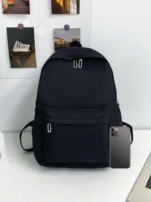 Customized Back-To-School Bow Print Backpack, Ideal For Daily Use; Fashionable And Versatile, Made Of Durable Nylon Material; Can Be Personalized With Name Or Holiday Greetings; Suitable For Both Men And Women; Elegant And Minimalist Design, Soft And Comfortable; Colorful; Cute And Charming; Ideal For Casual Wear; Unique Personalized Gift For Family And Friends. - Black and Pink Letter Pendant - View 6