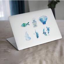 50pcs Ocean Series Graffiti Stickers, Wholesale For Luggage, Car, Notebook, Refrigerator, Water Cup Decoration - Mint Blue - View 4