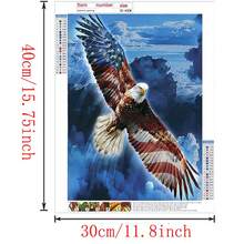 1 pieza Kit de pintura de diamantes de 5D, arte de diamantes de imitación con bandera nacional y águila, para decoración de pared del hogar y regalo (30x40cm/11.8x15.7in) - Multicolor - Ver 10