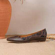 Solid Color Pumps, Fashion Leopard Print Outer, Versatile High Heel Chunky Heel Suede Women Shoes For Work & Office, Spring/Autumn - Brown - View 7