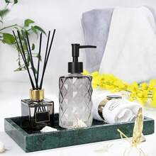 Topsky Glass Soap Dispenser With Plastic Pump, 330ml Liquid Hand Soap Dispenser, Rustproof Pump For Kitchen & Bathroom, Great For Lotions, Essential Oil, Liquid Soaps,Gradient Black - Diamond-gradientGrey - View 10