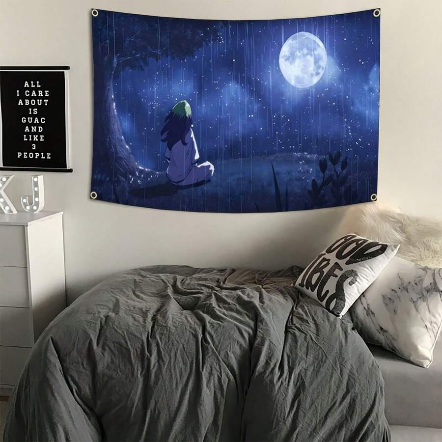 1 Tấm banner 2D chủ đề Giáng sinh, Đêm mưa sao trời, Anime, kích thước 150 * 90/60 * 90 cm, vận chuyển nhanh chóng. Chất liệu polyester cao cấp, kiểu dáng Ins, thuộc dòng Healing Dream Series, in hình trăng tròn đêm mưa độ phân giải cao, không có hình mờ, trang trí tường phòng ngủ, phòng khách, ký túc xá. - Nhiều màu - Xem 1