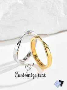 2pcs/Set Personalized Stainless Steel Couple Rings, Custom Name & Date Engraved, Anniversary Gift, Jewelry, Girlfriend, Best Friend, Casual, Classic, Minimalist, Unique, Ideal Gift For Girlfriend, Mom, Family, Friend, Suitable For Anniversary, Birthday, Daily Wear, Prom, Mother's Day, Valentine's Day, Graduation, Wedding - Multicolor - View 17