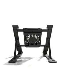 全新黑色笔记本电脑散热支架，高效控温+小巧便携+时尚美观，采用高强度ABS材质，适用于13-17.3英寸游戏本/办公本，为游戏运行/办公电池续航提供双重保护，学生/专业人士/游戏玩家的必备之选，无需犹豫！