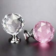 10pcs 30mm Round Crystal Glass Knobs - Gold Plated Cabinet Hardware, Drawer, Cupboard, Wardrobe Door, Dresser Pulls, Suitable For Bedroom, Home, Room Decor - Multicolor - View 3