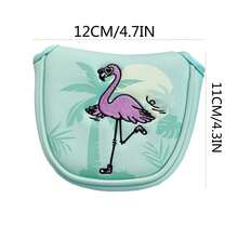 1pc Flamingo Design Golf Putter Cover, Exquisite Embroidery PU Magnetic Closure Golf Club Protector - Multicolor - View 6