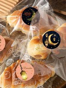 500pcs Islamic Traditional Ramadan Stickers | Fashionable Gold & Red Star Moon Pattern | Waterproof Durable PVC Material | Easy To Peel Off Without Residue | Gift Box Packaging | Essential For Eid Al-Fitr Holiday - Multicolor - View 5