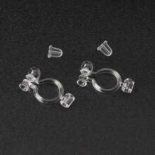 KMEOSCH 隐形夹式耳环转换器，适用于无耳洞人士，透明塑料耳环夹，带子弹头耳堵，可适配3毫米水钻，DIY珠宝制作配件 - 無色 - 查看 2