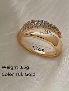 1pc Minimalist Rhinestone Adjustable Open Ring, Elegant Daily Wear