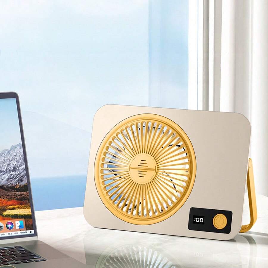 3 In 1Desk Fan Portable USB Rechargeable1200mAh Fan Personal Fan With Power Display 6 Speeds Ultra Quiet Table Fan With Led