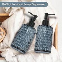 Topsky Glass Soap Dispenser With Plastic Pump, 475ml Liquid Hand Soap Dispenser, Rustproof Pump For Kitchen & Bathroom, Great For Lotions, Essential Oil, Liquid Soaps (Grayish Blue) - 蜂巢狀灰藍色 - 查看 8