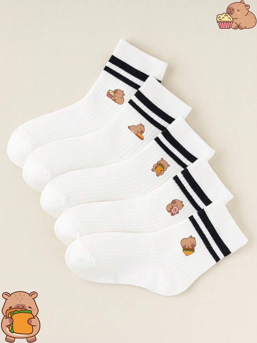 زوج 1/5 من الجوارب البيضاء للأولاد والبنات، جوارب عامة للأطفال والرضع جميلة، مصنوعة من خليط ناعم وقابل للتنفس من البوليستر والسبانديكس، منخفضة الحساسية، بالراحة كالسحب، مناسبة للارتداء اليومي، حفلات الأطفال، حفلات العطلات المدرسية - متعدد الألوان - مشاهدة 1
