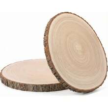 1/2/10pcs Natural Paulownia Wood Slices, Large Round Wood Slabs With Bark, Rustic Wedding Centerpieces, Cake Stand, Table Chargers, Unfinished Wood Circles For DIY Crafts & Christmas Decor - A - 查看 12