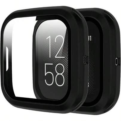 Screen Protector Case Versa 2, Hard Matte PC Bumper Full Face Glass Protective Cover Versa 2 Smartwatch, Black Screen Protection Essentials, Applicable To Daily Shield, Office, Home Daily Shield Office Home Watch Cover Watch Accessories Watch Screen Protector Waterproof Shockproof Anti-Fall Scratch Resistant