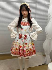 1pc Lolita Style Sweet & Cute Bib Dress, Only Includes Dress, Lolita Costume For Holiday Party, Performance, Valentine's Gift, Suitable For Daily & Holiday Wear Halloween Spring - Multicolor - View 20