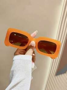 1pc Square Shaped Women's Fashion Glasses Cute Shades Beach Accessories - Multicolor - View 10