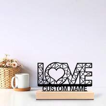 1pc Romantic Personalized Custom Wedding, Ring, Love Silhouette Metal Art With Wooden Base Tabletop Decoration Unique Personalized Gift For Men - Perfect For Home, Office, Cafe Decor - Ideal For Valentine's Day, Wedding, Spring, New Year, Thanksgiving - Couple Series - View 8