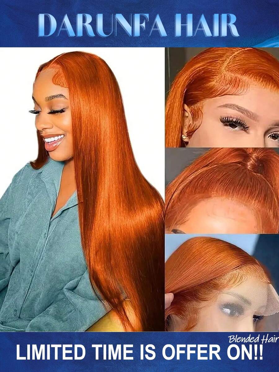 Long Straight S350 13 *4 Lace Front Wigs Pre Plucked Natural Hairline For Women Heat Resistant Hair Cosplay Daily Wear Blended Human Hair Wig 26 Inch - S350 - View 1