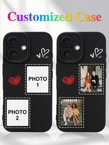 1 chiếc ốp lưng điện thoại TPU màu đen chống sốc hình cuốn sách, in ảnh cá nhân, hình trái tim, tương thích với iPhone 11/12/13/14/15/16/16 Pro/16 Plus/16 Pro Max/16e và các dòng khác, món quà tuyệt vời nhất dành cho các cặp đôi, bạn bè, bố mẹ, bạn trai, bạn gái, lý tưởng để mang theo khi đi du lịch. - màu đen - Xem 1
