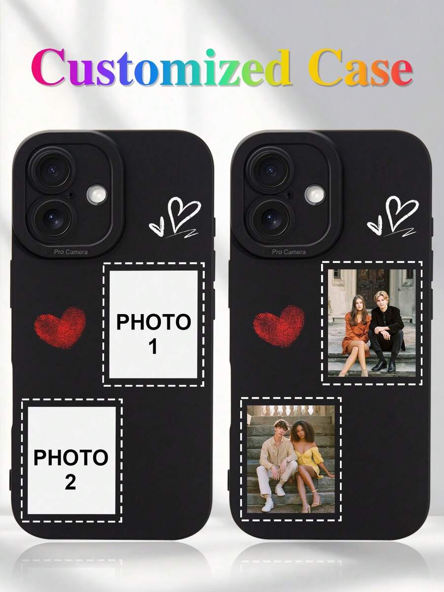 1 chiếc ốp lưng điện thoại TPU màu đen chống sốc hình cuốn sách, in ảnh cá nhân, hình trái tim, tương thích với iPhone 11/12/13/14/15/16/16 Pro/16 Plus/16 Pro Max/16e và các dòng khác, món quà tuyệt vời nhất dành cho các cặp đôi, bạn bè, bố mẹ, bạn trai, bạn gái, lý tưởng để mang theo khi đi du lịch. - màu đen - Xem 1