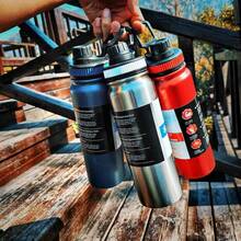 800ml/1000ml Stainless Steel Thermal Bottle For Hot And Cold Drinks With Sporty Handle - Green - View 5