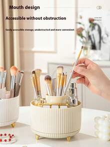 1个桌面旋转化妆品收纳盒，文具收纳盒，笔筒，化妆品展示架，多功能化妆刷架，护肤品收纳盒，塑料化妆刷架 - 彩色 - 查看 9