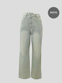 Vintage Retro Short Straight Leg Jeans; Non-Stretch Extra Long Straight Leg Jeans, Casual Design With Pockets And Zipper Fly, Suitable For Everyday Wear - Light Wash - View 5