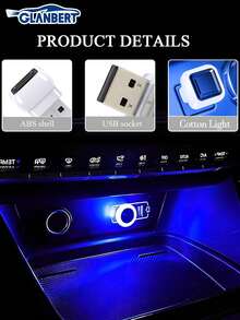 GLANBERT 2pcs Mini USB LED Car Atmosphere Lights, Plug-In USB Decorative Night Lights, Portable Car Ambient Lighting Set, Universal Car Interior Accessories Fit Most Vehicles - A - View 10